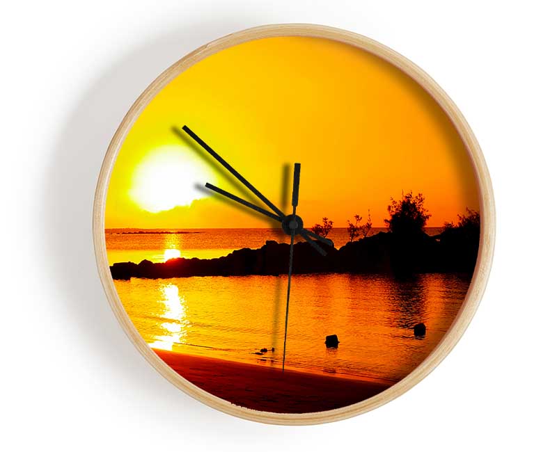 Yellow Ocean Sun Trail Clock - Wallart-Direct UK