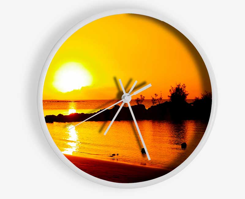 Yellow Ocean Sun Trail Clock - Wallart-Direct UK