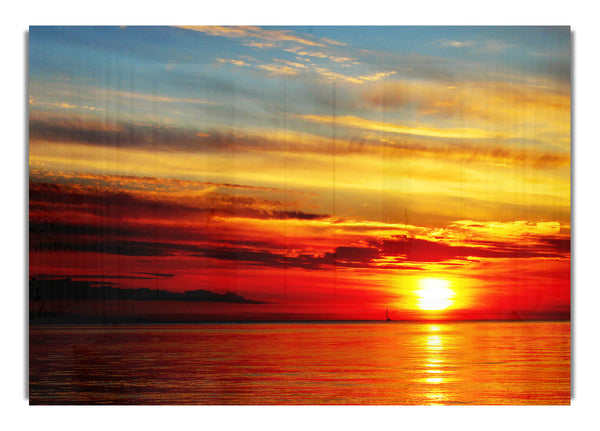 Entfernter Ozean Segelboot Sonnenuntergang