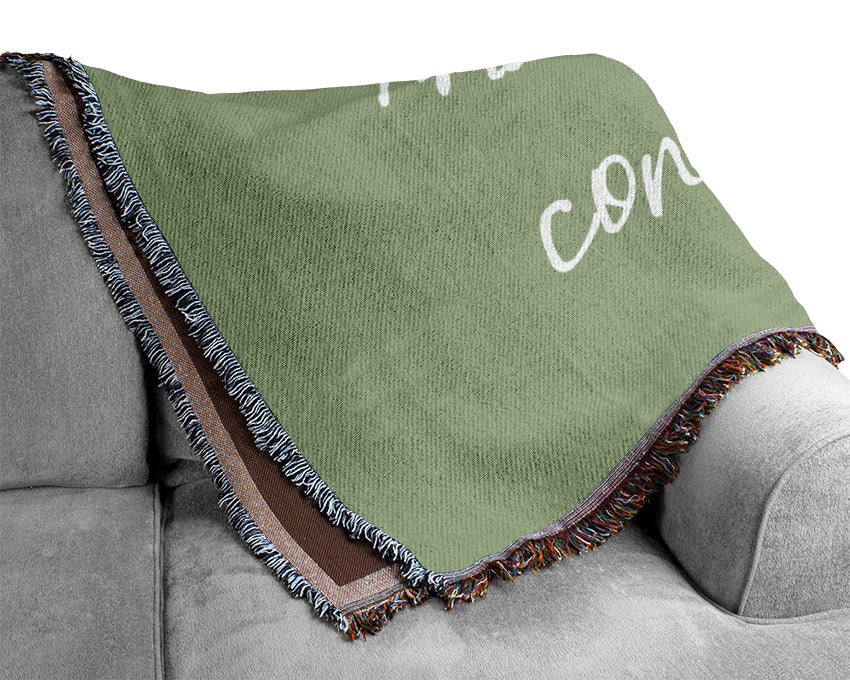 Love Quote Happy Thoughts Are Contagious Lime Green Woven Blanket