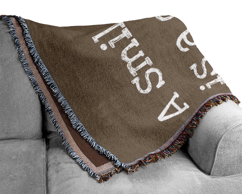 Motivational Quote Smile Is A Curve Beige Woven Blanket