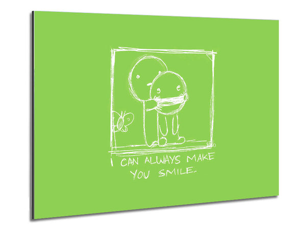 Love Quote I Can Always Make You Smile Lime Green Metal Print