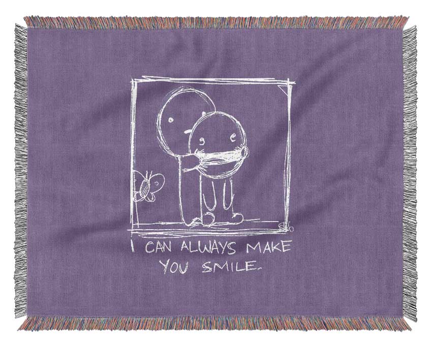 Love Quote I Can Always Make You Smile Lilac Woven Blanket