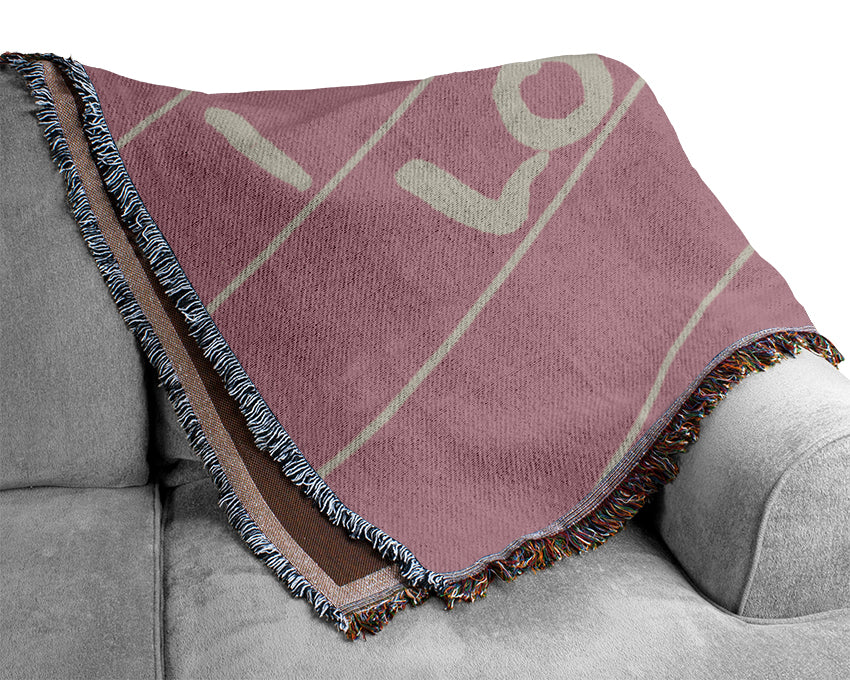 Love Quote I Love You Heart Pink Woven Blanket