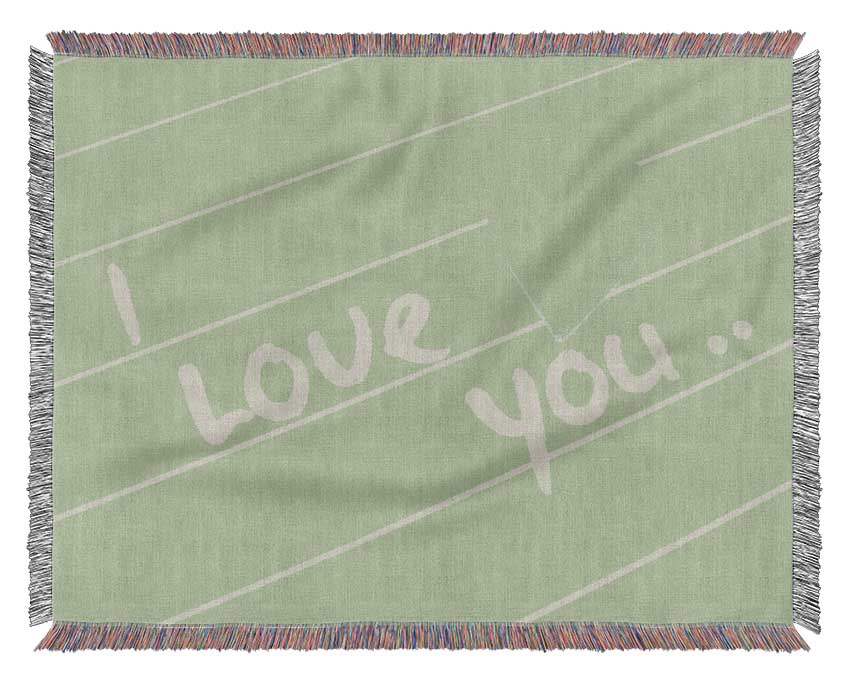 Love Quote I Love You Heart Lime Green Woven Blanket