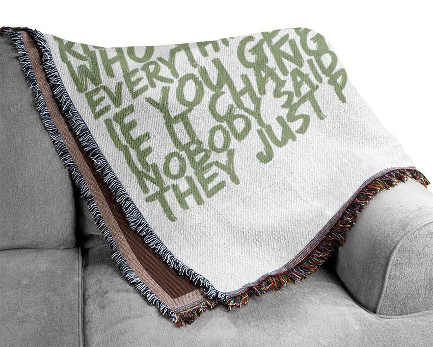 Motivational Quote Life Is Too Short Your Worth It Lime Green Woven Blanket