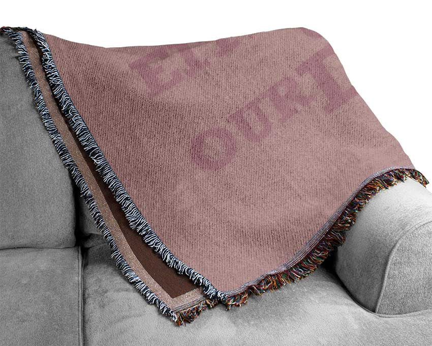 Motivational Quote Each Moment Of Our Life Pink Woven Blanket