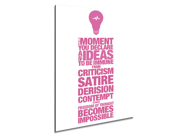 Motivational Quote Freedom Of Thought Pink Metal Print