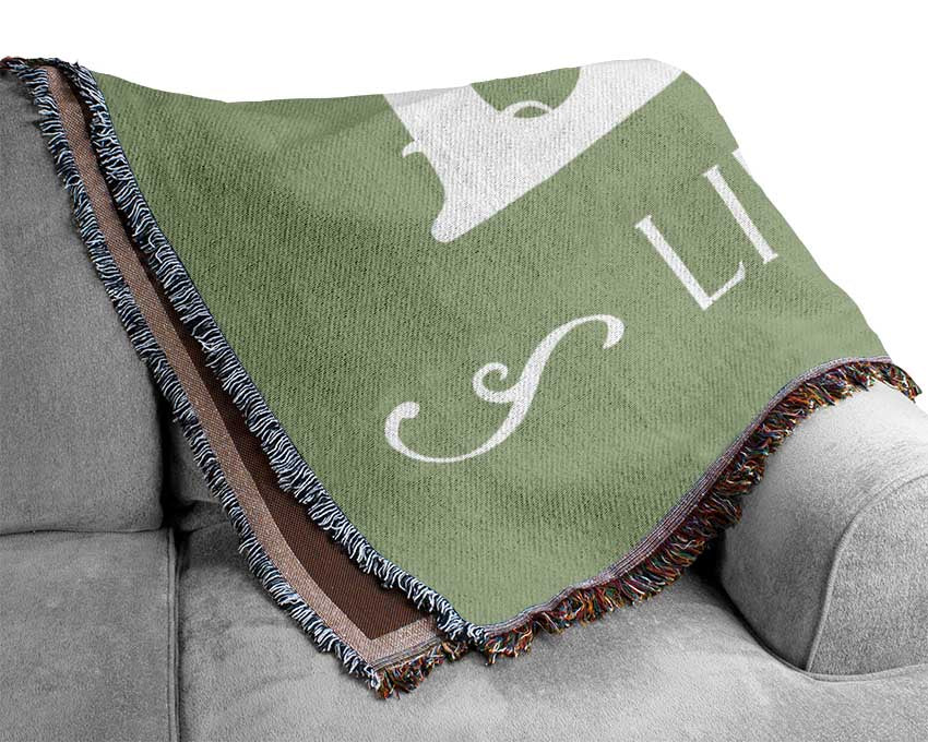 Love Quote Love Lives Here Vines Lime Green Woven Blanket