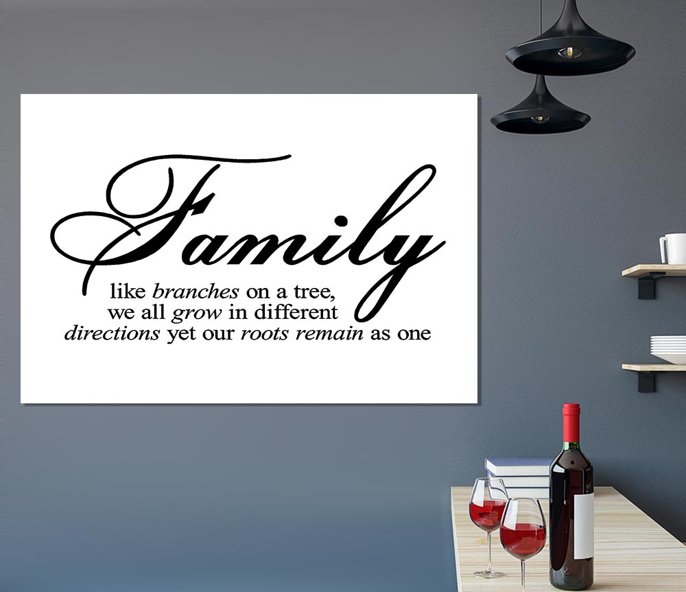Family Quote Family We All Grow In Different Directions Print Poster Wall Art