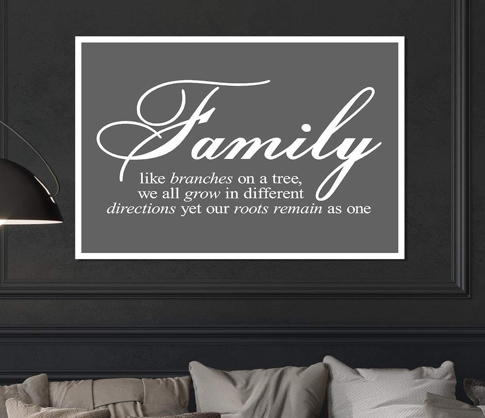 Family Quote Family We All Grow In Different Directions Grey Print Poster Wall Art