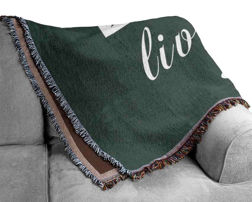 Love Quote Love Lives Here Grey Woven Blanket