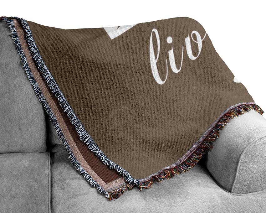 Love Quote Love Lives Here Beige Woven Blanket