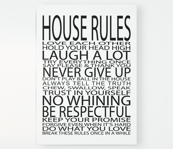 Family Quote House Rules Love Each Other Print Poster Wall Art