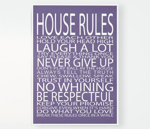 Family Quote House Rules Love Each Other Lilac Print Poster Wall Art