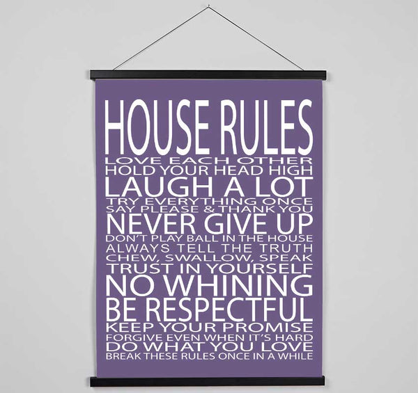 Family Quote House Rules Love Each Other Lilac Hanging Poster - Wallart-Direct UK