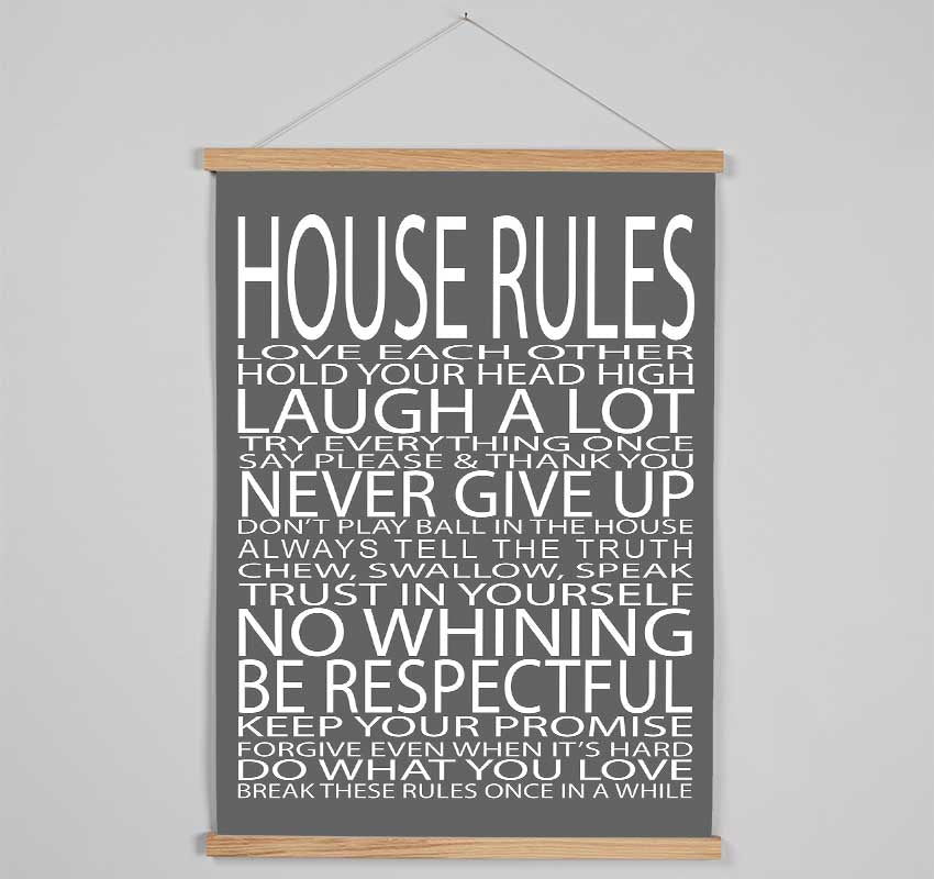 Family Quote House Rules Love Each Other Grey Hanging Poster - Wallart-Direct UK