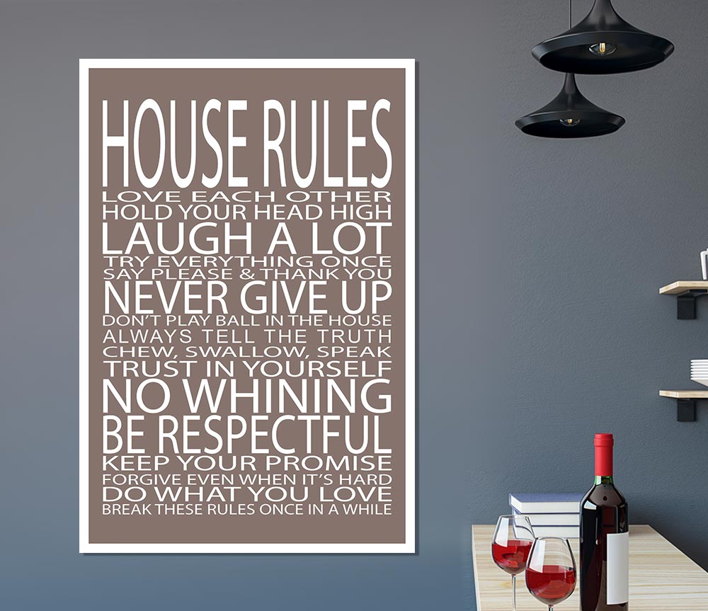 Family Quote House Rules Love Each Other Beige Print Poster Wall Art