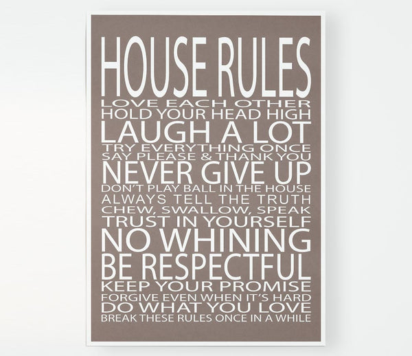 Family Quote House Rules Love Each Other Beige Print Poster Wall Art