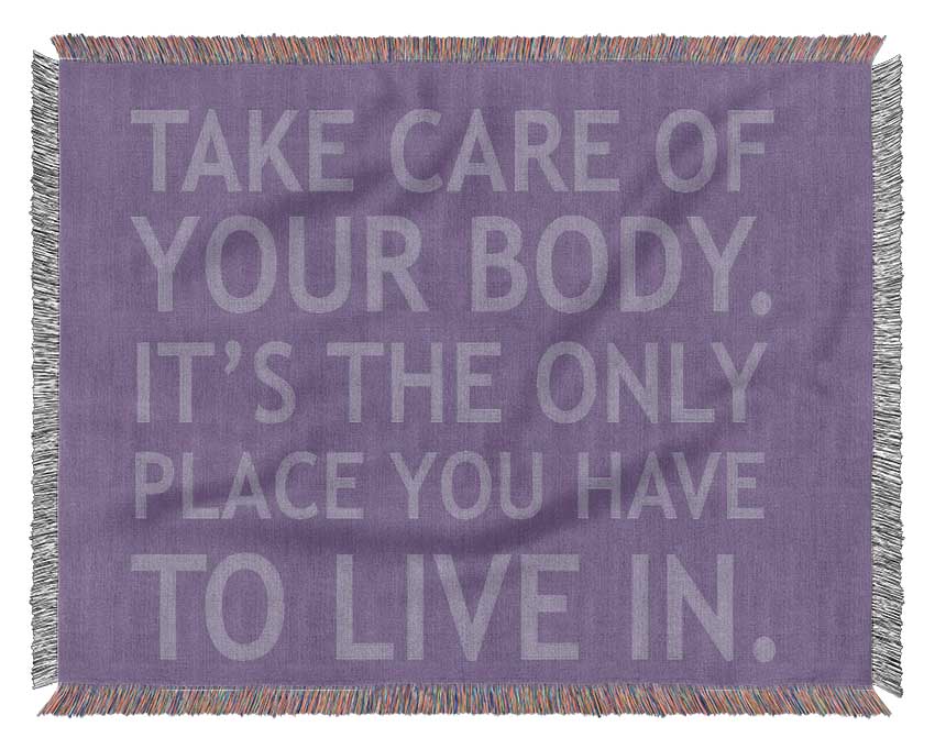Take Care Of Your Body Lilac Woven Blanket