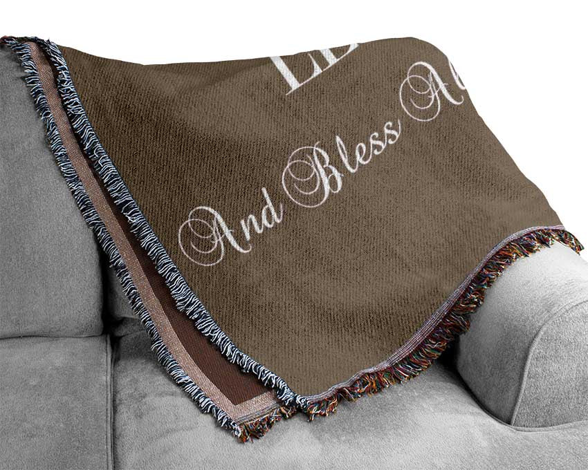 Love Quote In Our Home Let Love Abide Beige Woven Blanket