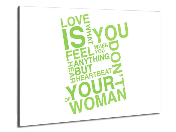 Love Quote Love Is What You Feel Lime Green Metal Print