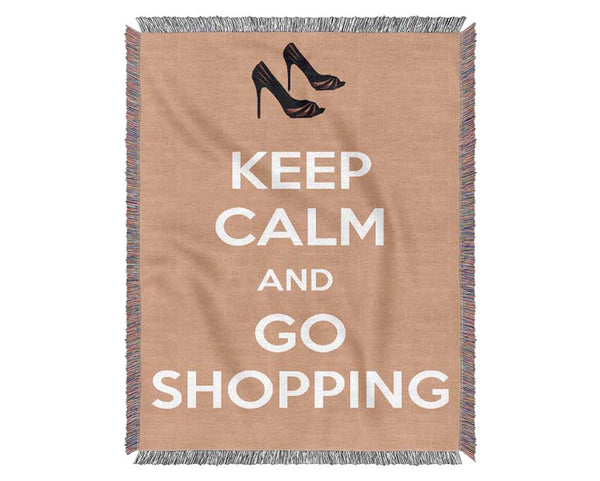 Girls Room Quote Keep Calm And Go Shopping Pink Woven Blanket