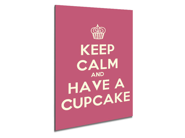 Kitchen Quote Keep Calm Cupcake Pink Metal Print