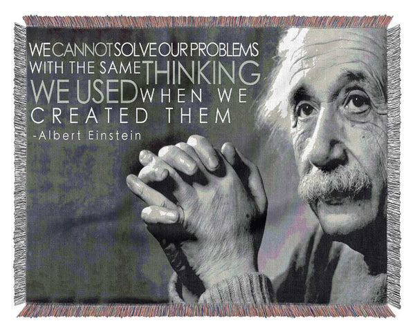 Motivational Quote Einstein Thinking Woven Blanket