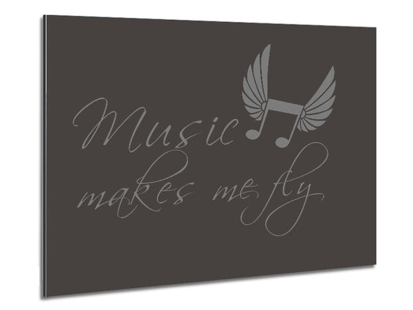 Boys room Quote Music Makes Me Fly Chocolate Metal Print