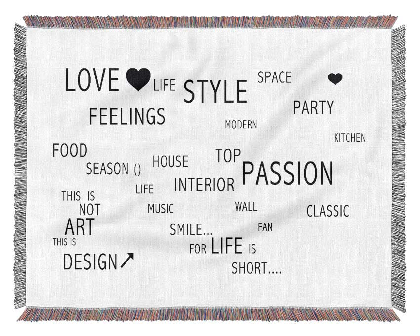 Love Quote Love Life White Woven Blanket