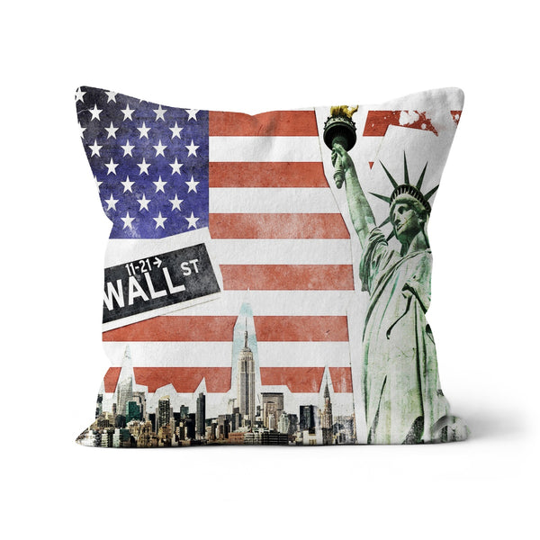 USA Flag Wall St Architecture Cushion