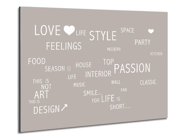 Love Quote Love Life Beige Metal Print