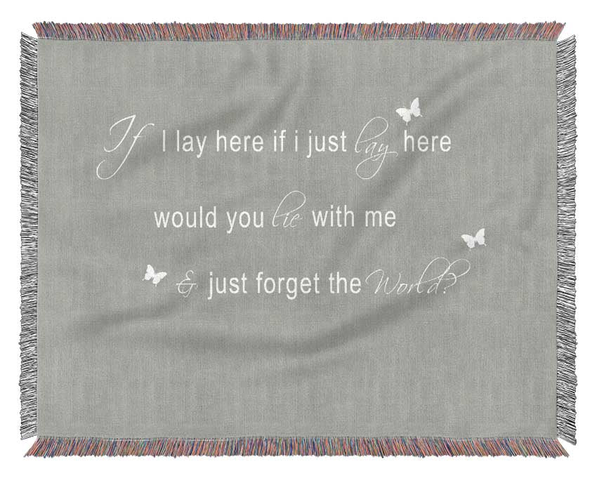 Music Quote If I Lay Here Snow Patrol 2 Grey White Woven Blanket