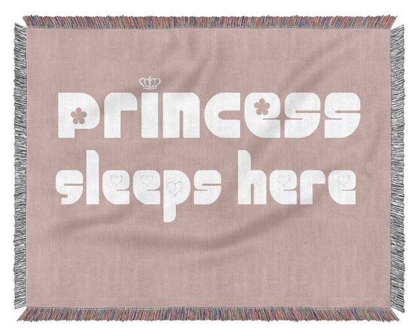 Girls Room Quote Princesss Sleeps Here 2 Vivid Pink Woven Blanket