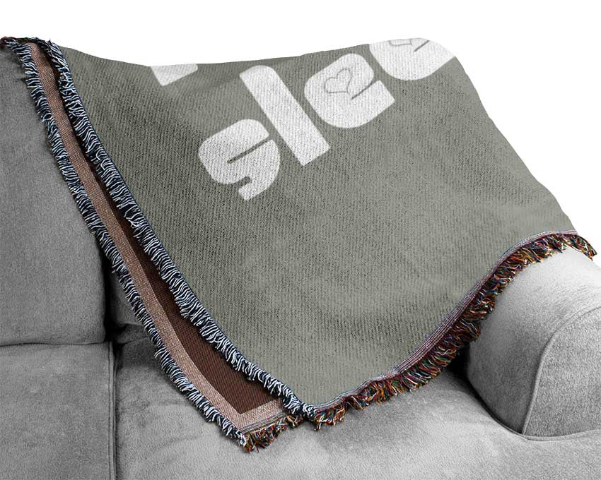 Princesss Sleeps Here 2 Grey White Woven Blanket