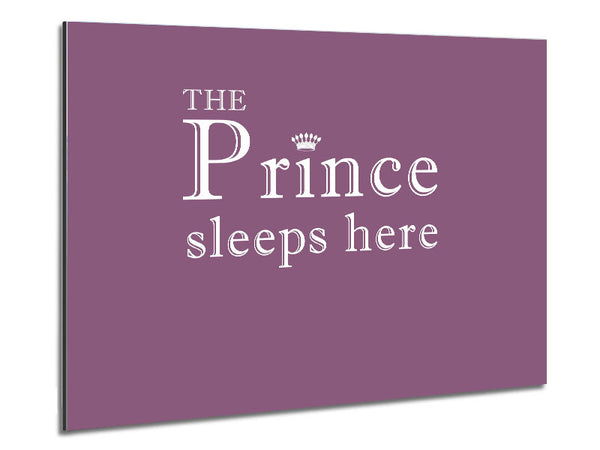 Boys room Quote The Prince Sleeps Here Dusty Pink Metal Print