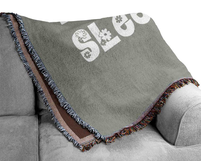 Princesss Sleeps Here Grey White Woven Blanket