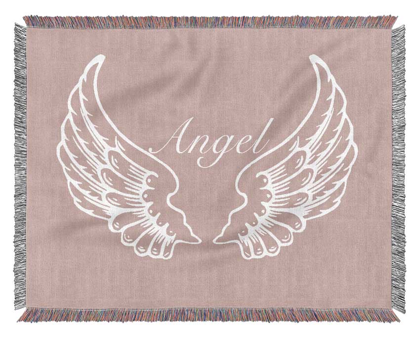 Nursery Quote Angel Wings Vivid Pink Woven Blanket