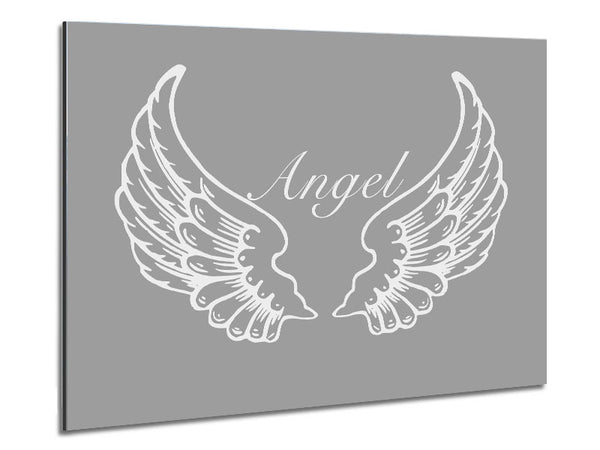 Angel Wings Grey White Metal Print