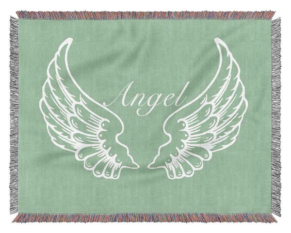 Girls Room Quote Angel Wings Green Woven Blanket