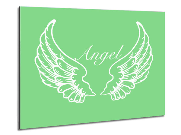 Girls Room Quote Angel Wings Green Metal Print