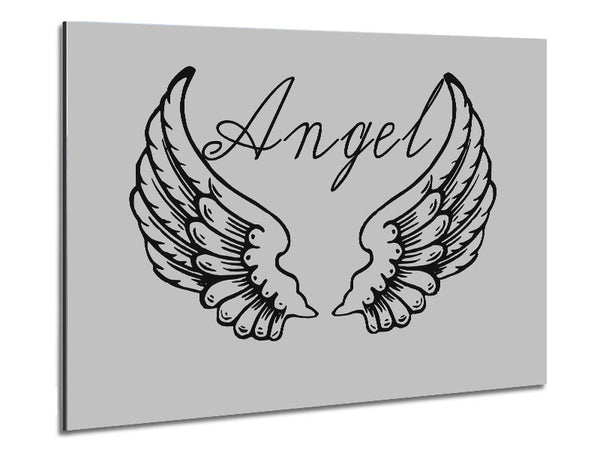 Angel Wings 4 Grey Metal Print