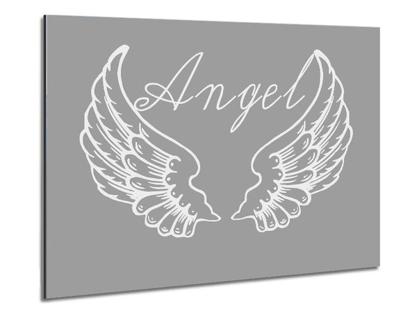 Angel Wings 4 Grey White Metal Print