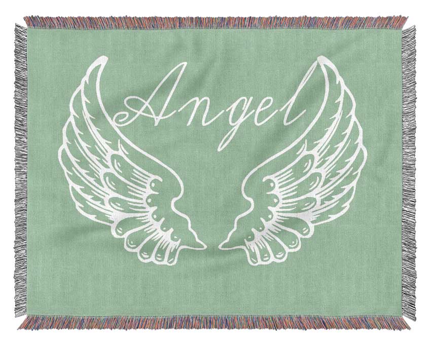 Angel Wings 4 Green Woven Blanket