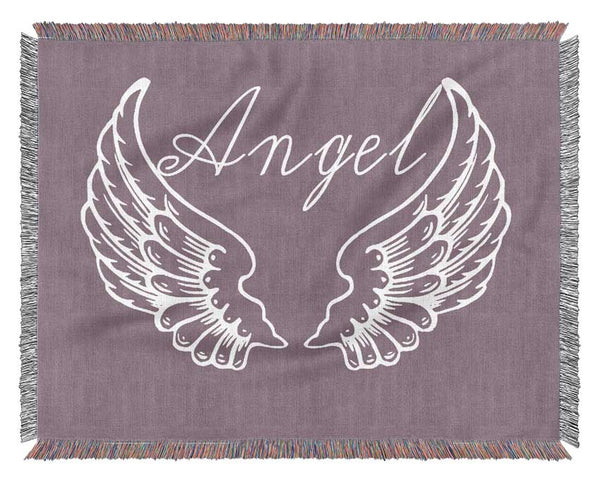 Girls Room Quote Angel Wings 4 Dusty Pink Woven Blanket