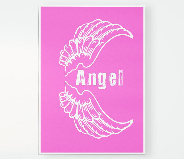 Angel Wings 3 Vivid Pink Print Poster Wall Art