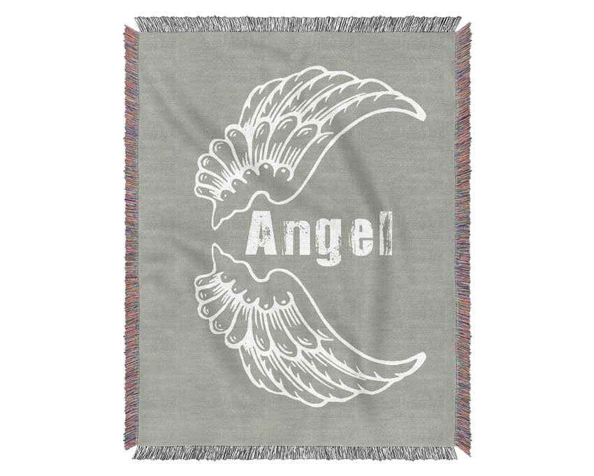 Angel Wings 3 Grey White Woven Blanket