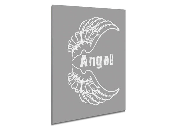 Angel Wings 3 Grey White Metal Print