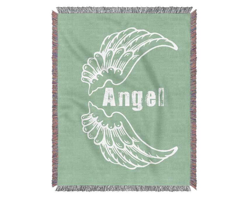 Angel Wings 3 Green Woven Blanket